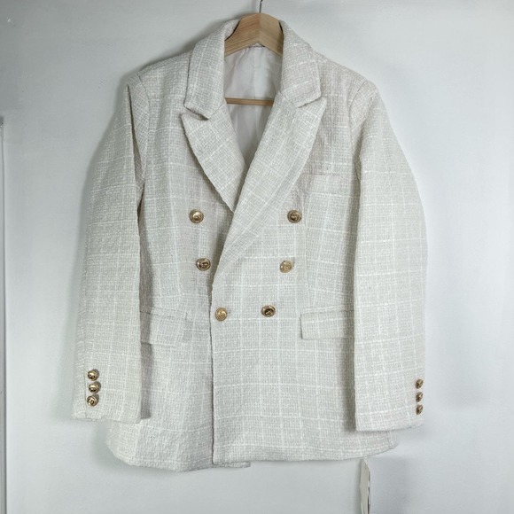 Commense Old Money Aesthetics Tweed Blazer XS NWT - Picture 4 of 9